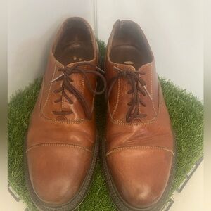 Men Brown Leather dress shoes loafers size 9.5 Oxford derby
